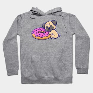 Cute Pug Hugging Doughnut Hoodie